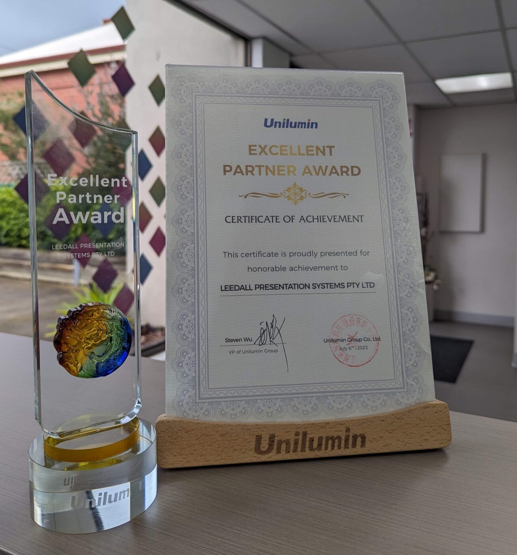 Unilumin Excellent Partner Award.